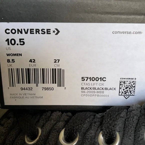 Converse Ctas Lift Platforms OX Black/Black/Black WMNS - Picture 16 of 16